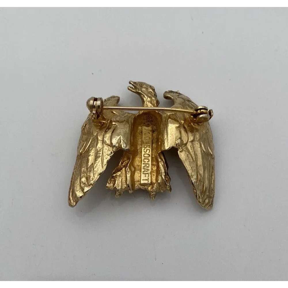 VINTAGE GOLD TONE FEDERAL EAGLE PATRIOTIC BROOCH PIN ACCESSOCRAFT RARE